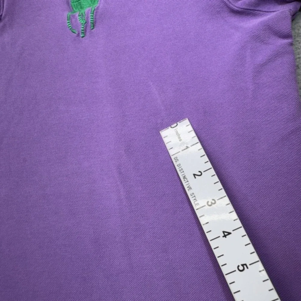 Polo Ralph Lauren Polo Shirt Mens XL Purple Rugby Big Green Pony Drop Hem Vented